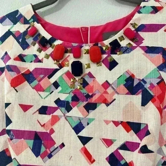 Vince Camuto Geometric Embellished Sleeveless Sheath Dress Size 6 - Picture 4 of 4